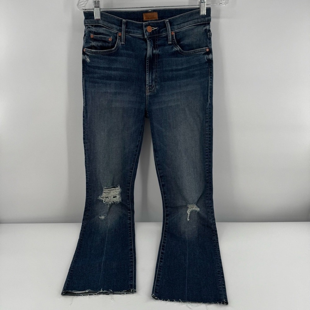 Mother Womens The Insider Crop Step Chew Jeans Medium Washβ Blue Denim Size 27